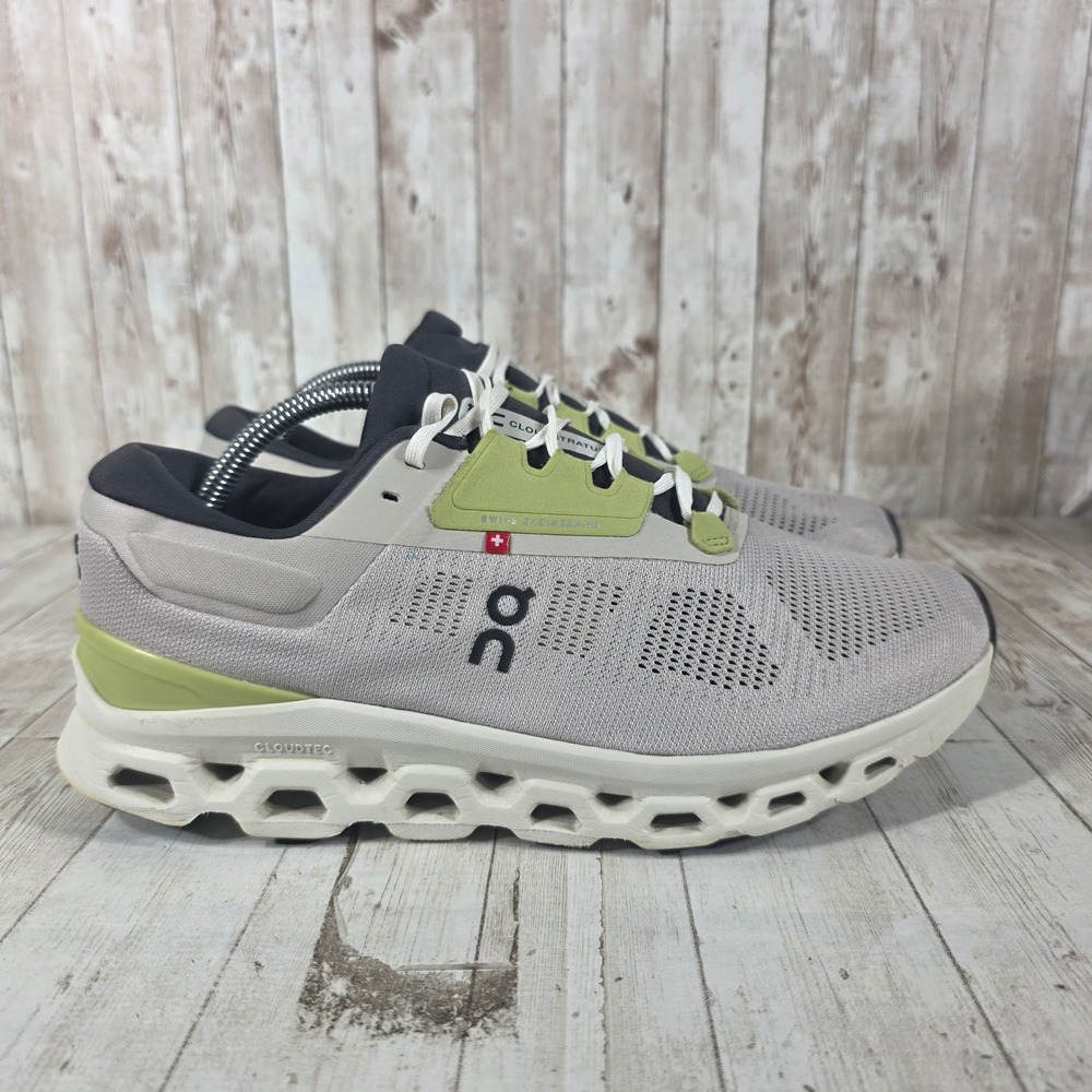 On Running Cloudstratus Womens 11 Grey Lime Green Sneakers 3WD30122143